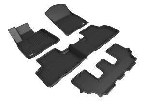 Genesis Gv80 Floor Mats - Front Row; 2nd Row; 3rd Row - 3D MAXpider - KAGU Series - Black - `21-`24